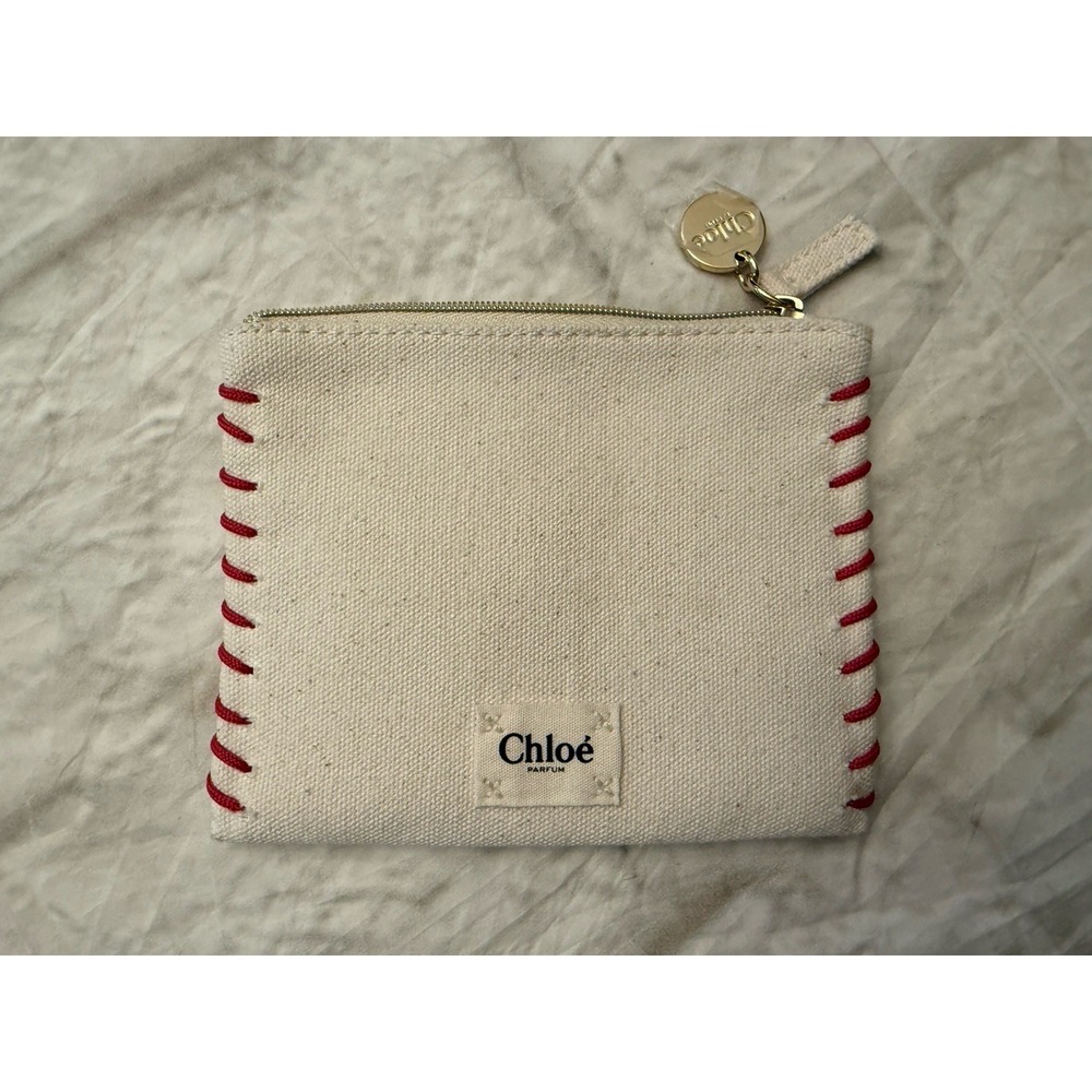Chloe Parfums Limited Edition 2023 Pouch Pochette Cream Red Stitch